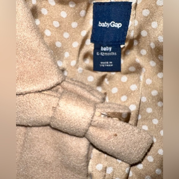 Baby Gap Girls 6-12 Months Dress Pea Coat Jacket Tan Beige Bow Holiday - Picture 4 of 5